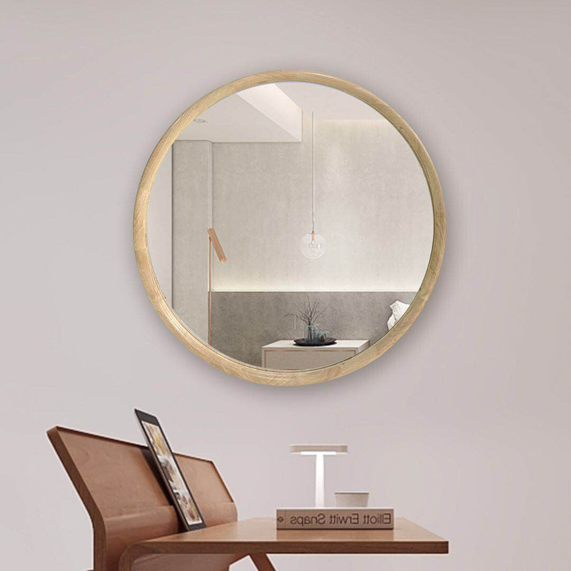 Chic Round Oak Framed Mirror